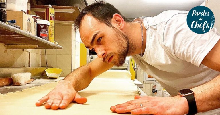 Antoine Mollard travaille la pate feuilletée