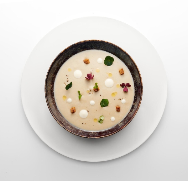 Visuel Velouté d'artichauts condiment acidulé